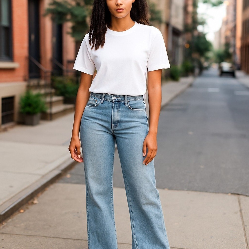 Lee Natural Bootcut Jeans Women's 8 Petite Blue Denim Cotton 5-Pockets Zip-Fly